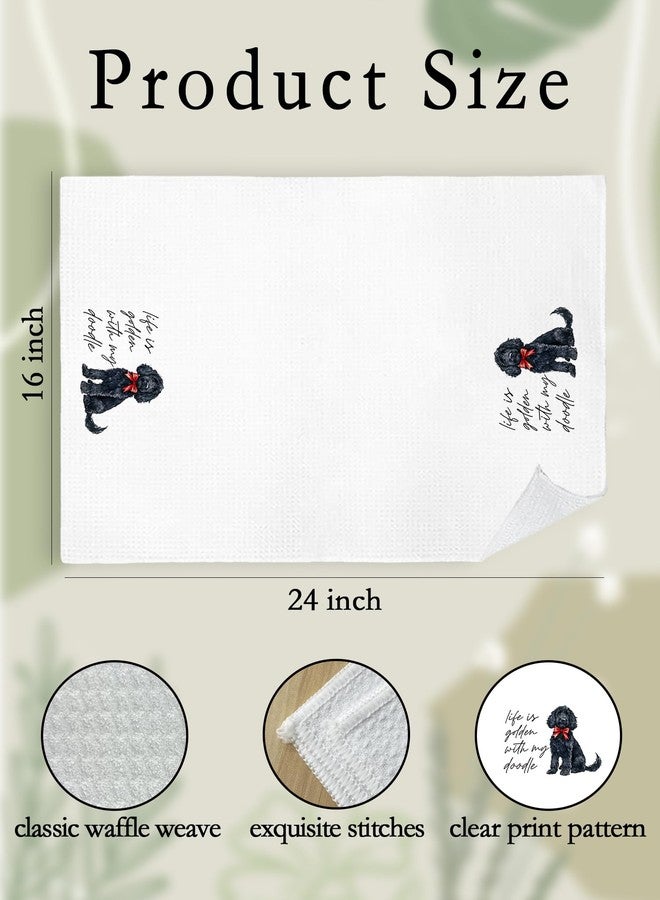 BitKan Goldendoodle Hand Towels for Bathroom - Black Golden Doodle Poodle Kitchen Dish Tea Towels, Goldendoodle Dog Mom Gifts for Women, Golden Doodle Gifts for Mothers Day/Christmas - Image 2